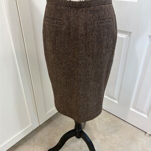 Chic Brown Wool Pencil Skirt